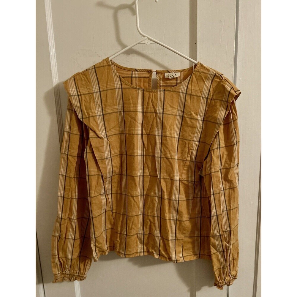 ANA Emily Plaid Blouse A New Approach Light Flannel Keyhole Back / New With Tags